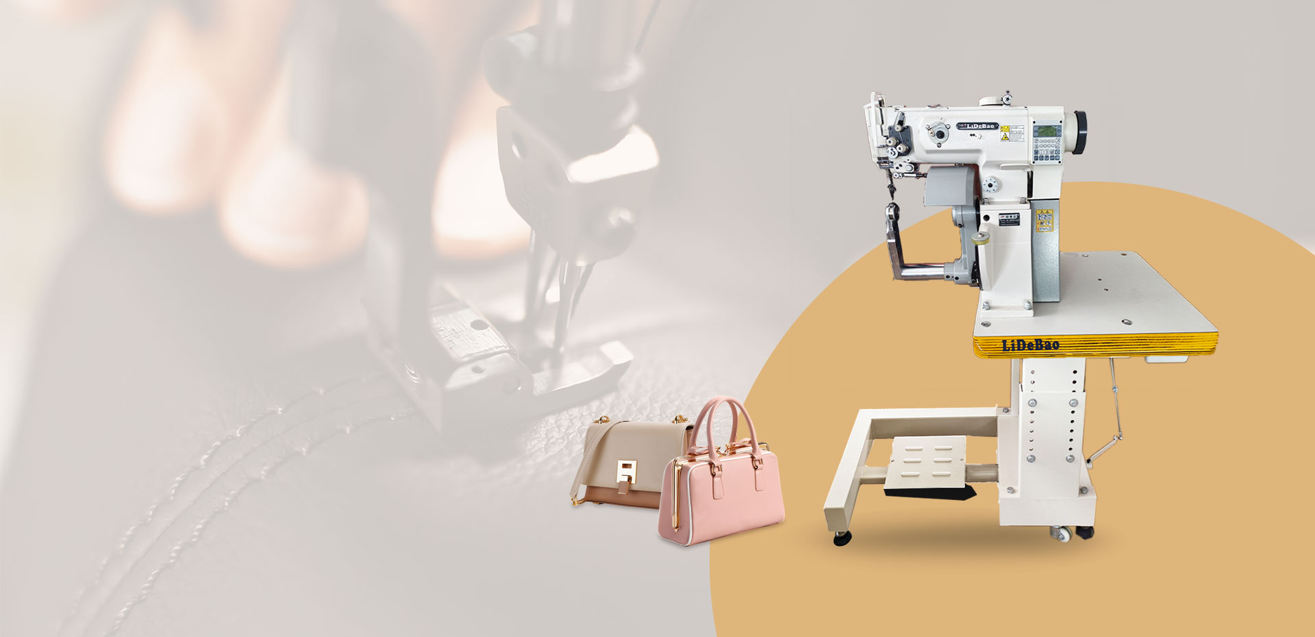 Fábrica de máquinas de coser bolsos de cuero