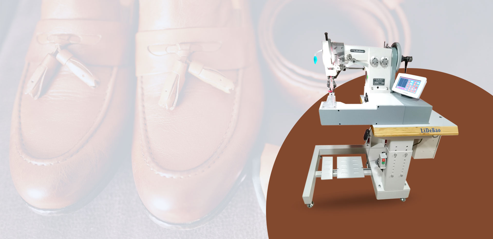 Fabricante de máquinas de coser con patrón de mocasines